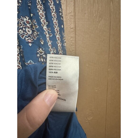 Anthropologie Sasha Ruffled Maxi Dress Size M Blue Paisley Print Halter Neck‎ - Picture 6 of 8